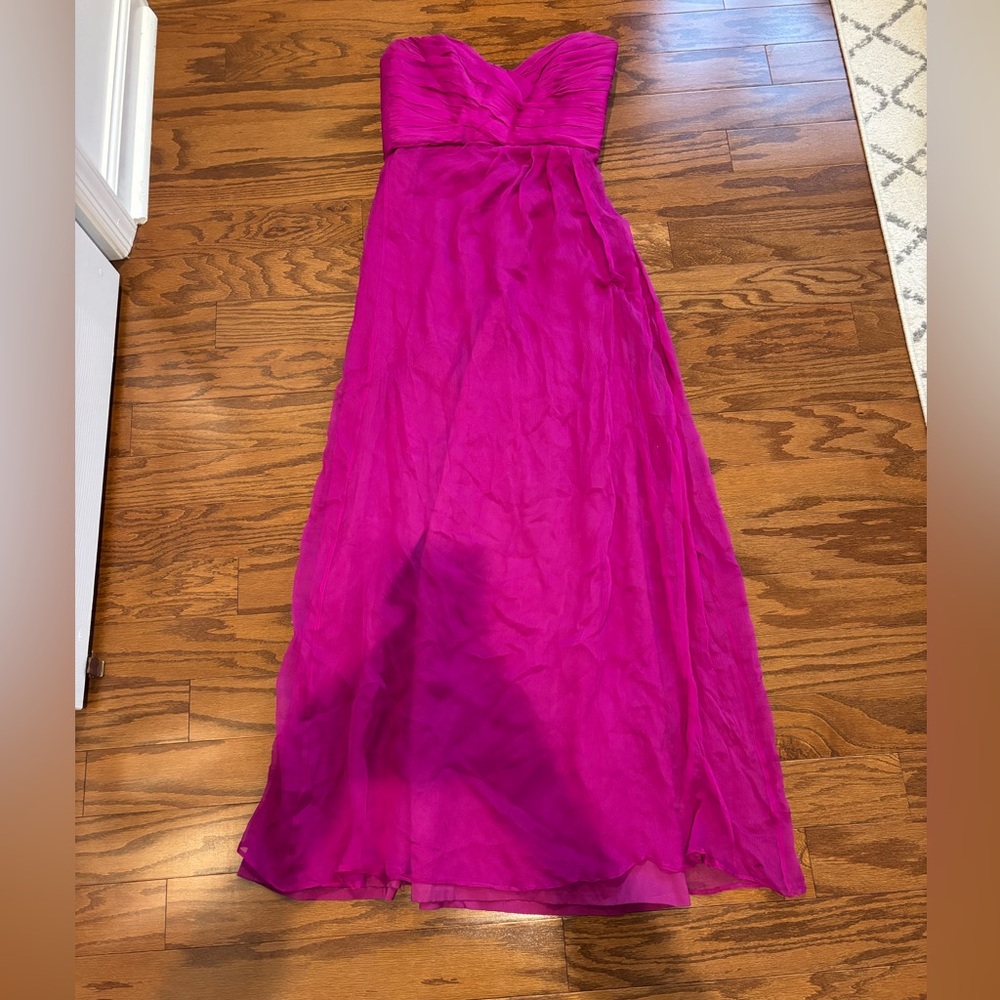 Amsale Vibrant Pink Silk Dress